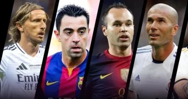 أساطير كرة القدم إنييستا وتشافي وزيدان يقدمون درسًا في الفن والهندسة الكروية في تاريخ الدوري الإسباني